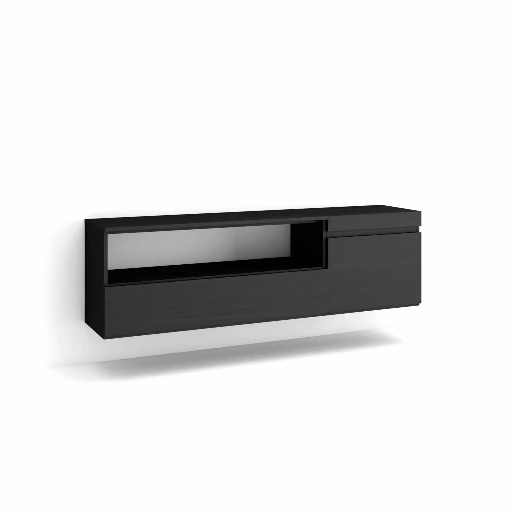 Mobile TV da appendere SKRAUT HOME per soggiorno, Nero, L 150 x P 35 x H 45 cm – 2