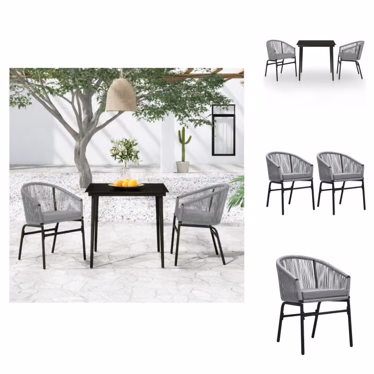 vidaXL Set da pranzo da giardino 3 pezzi grigio - Set di mobili da giardino