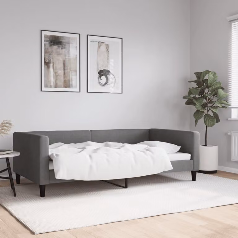 Maison Exclusive - Letto a giorno, colore grigio scuro, 100x190 cm, tessuto