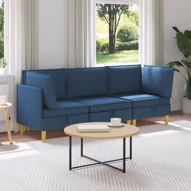 Set di divani modulari con spazio di archiviazione 3 pz Blu 3413713