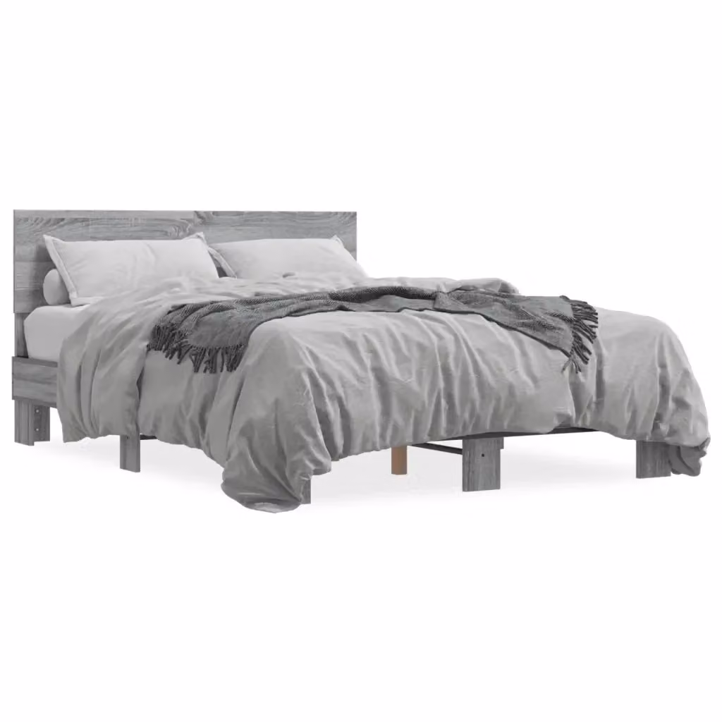 Letto Giroletto Sonoma Grigio vidaXL in Legno e Metallo 120x200 cm – 2
