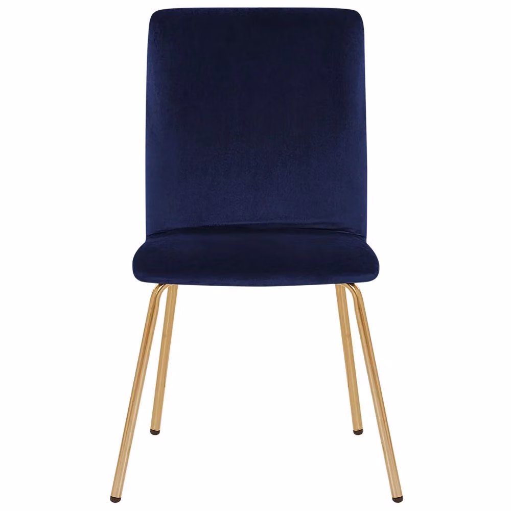 Set di 2 Sedie da Pranzo Beliani in Velluto Blu con Gambe in Metallo Dorato Retro Glam – 2