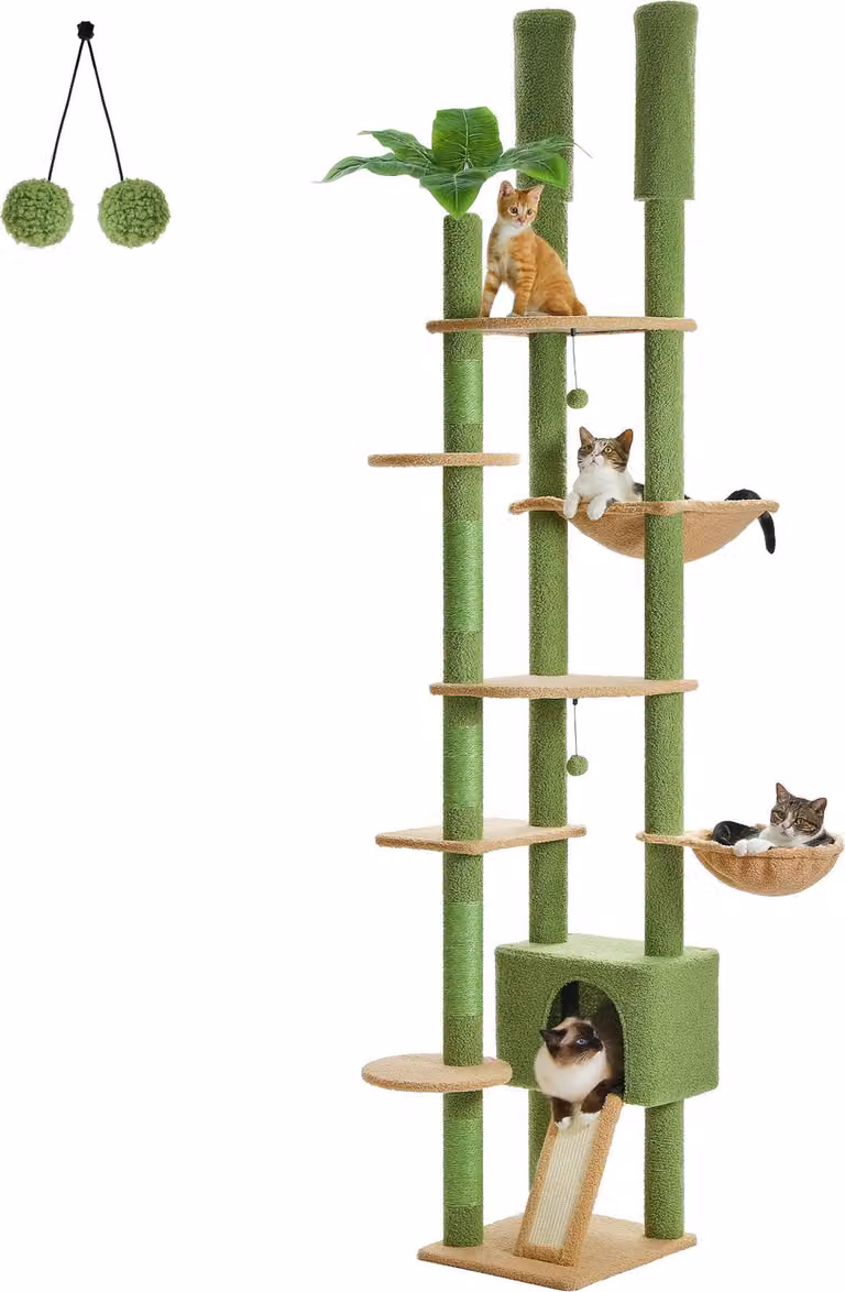 Albero per gatti, altezza regolabile, design multilivello, AMT0249GN, XL
