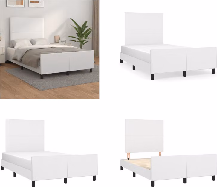 vidaXL Giroletto con testiera bianco 120x200 cm in Pelle finta - Giroletto con testiera - Giroletto con testiera - Letto con testiera - Letto con testiera