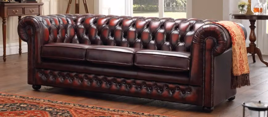 Chesterfield Design Luxus Polster Sofa Couch Sitz Garnitur Leder #126