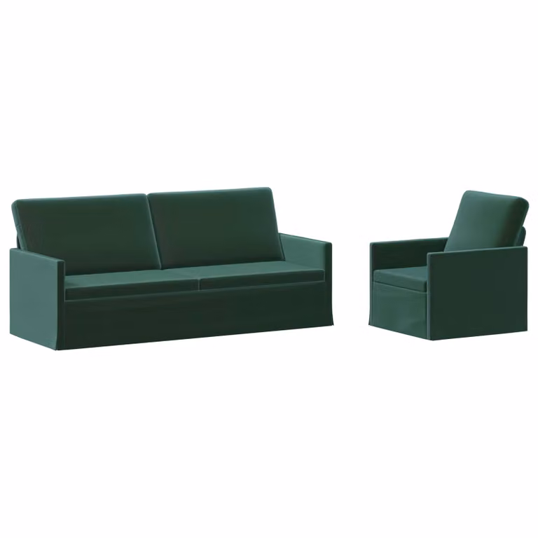 Set di 2 divani moderni vidaXL in velluto verde con struttura in metallo per il tuo soggiorno