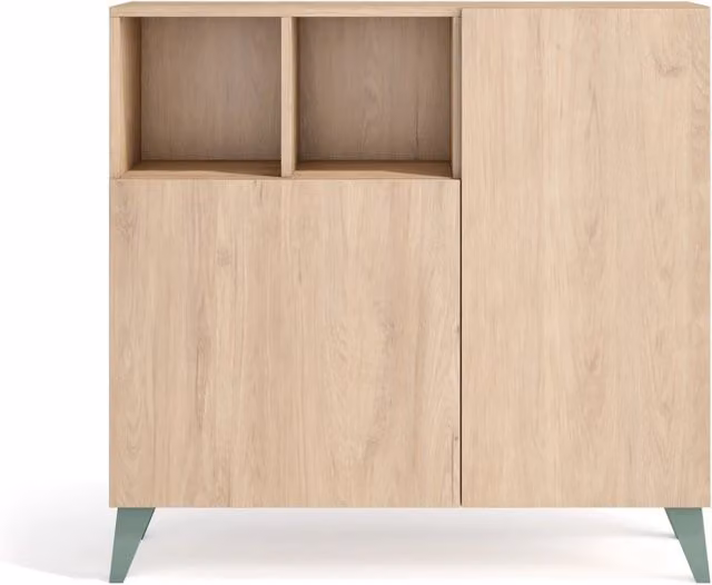 Scarpiera Herdasa effetto rovere chiaro gambe verdi 87x90x27