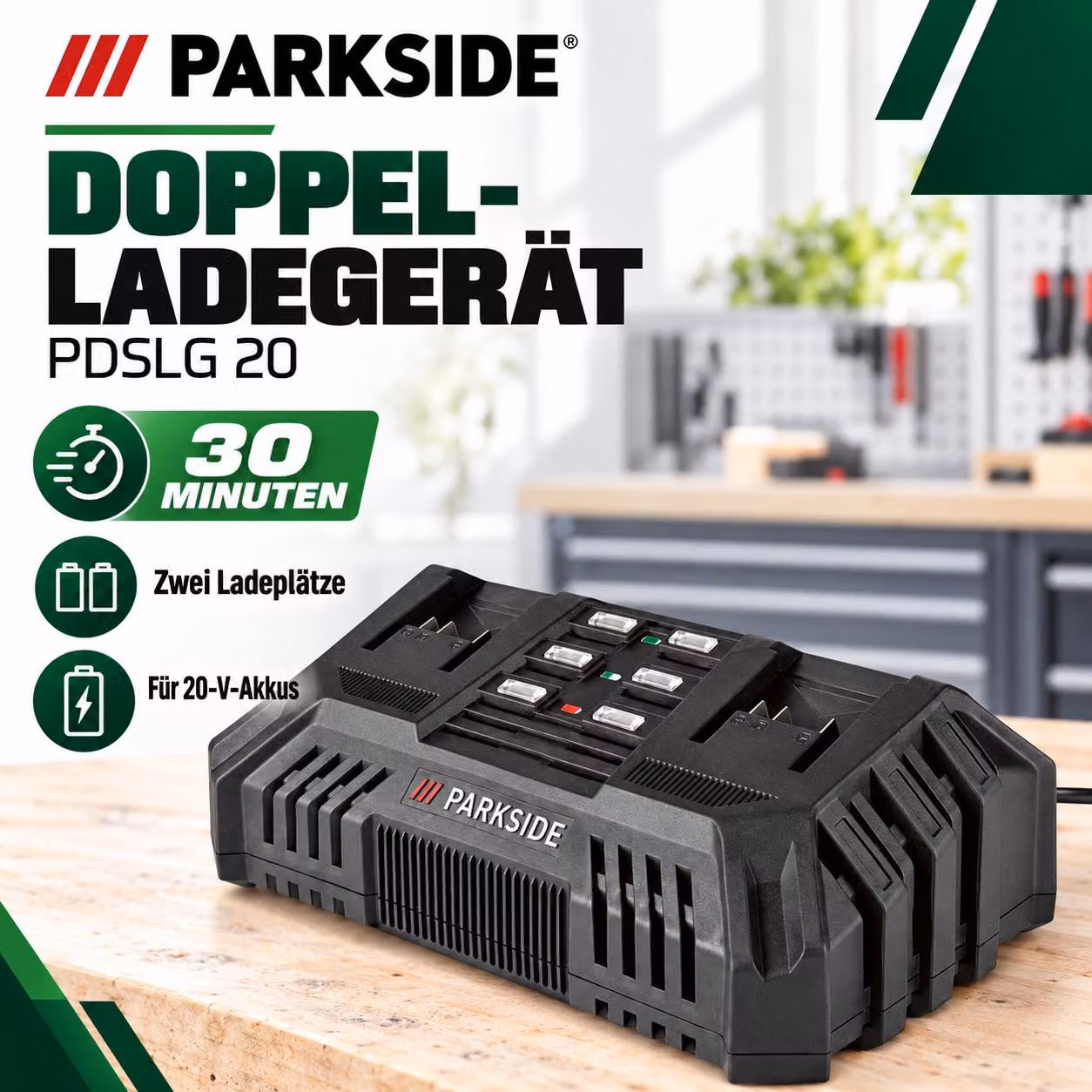 PARKSIDE Caricatore doppio da 30 minuti PDSLG 20