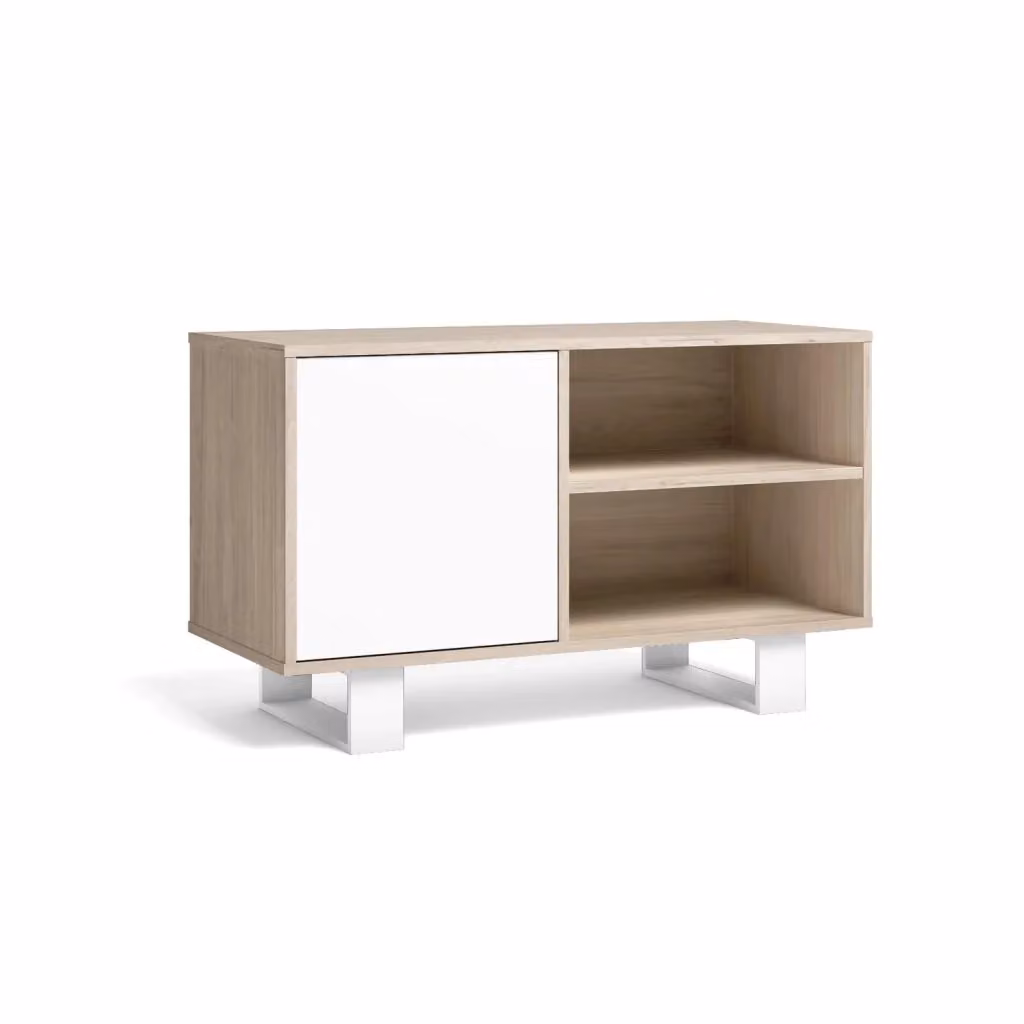 Mobile TV Wind RF1020 SKRAUT HOME per soggiorno, colore Rovere e Bianco, L 95 cm, P 40 cm, H 57 cm – 2