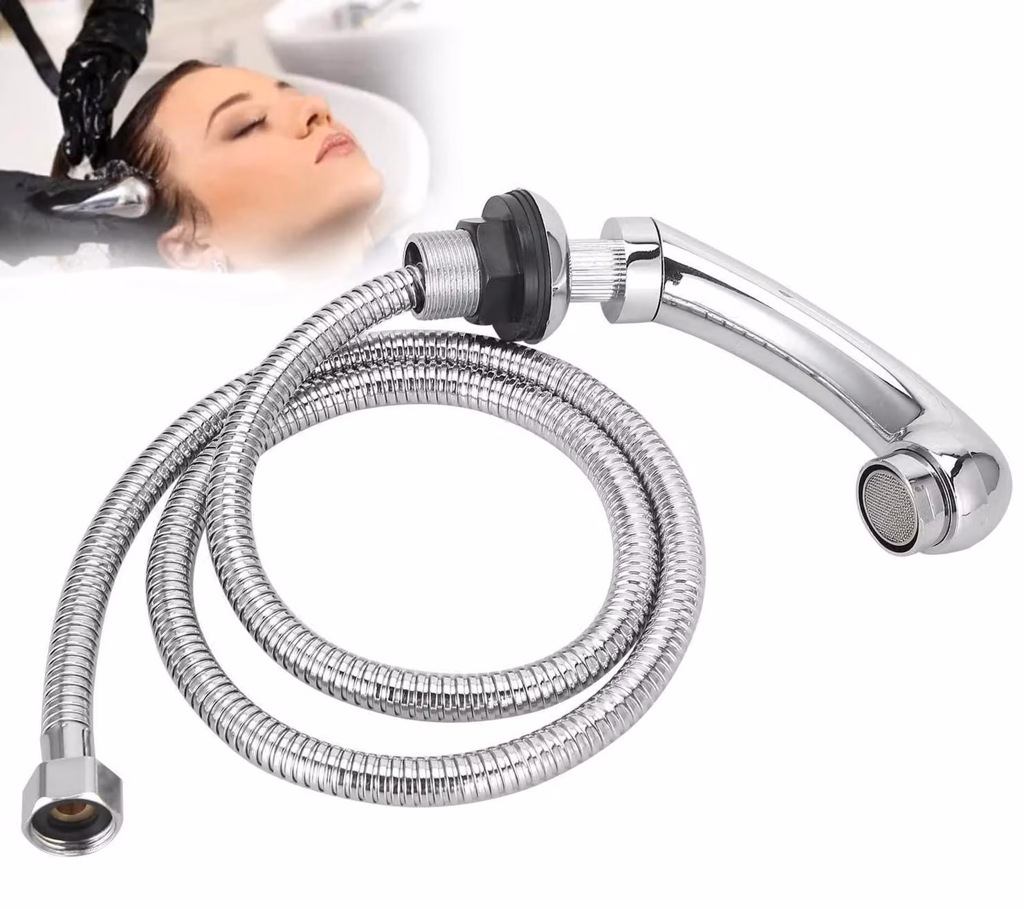 Set per doccia con soffione, erogatore di shampoo, tubo flessibile per lavandino e ugello