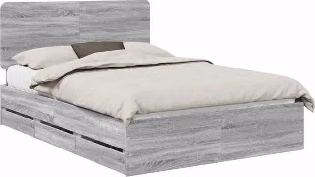 Letto matrimoniale | Letto per adulti | Struttura del letto con cassetto Grigio Sonoma 150 x 200 cm