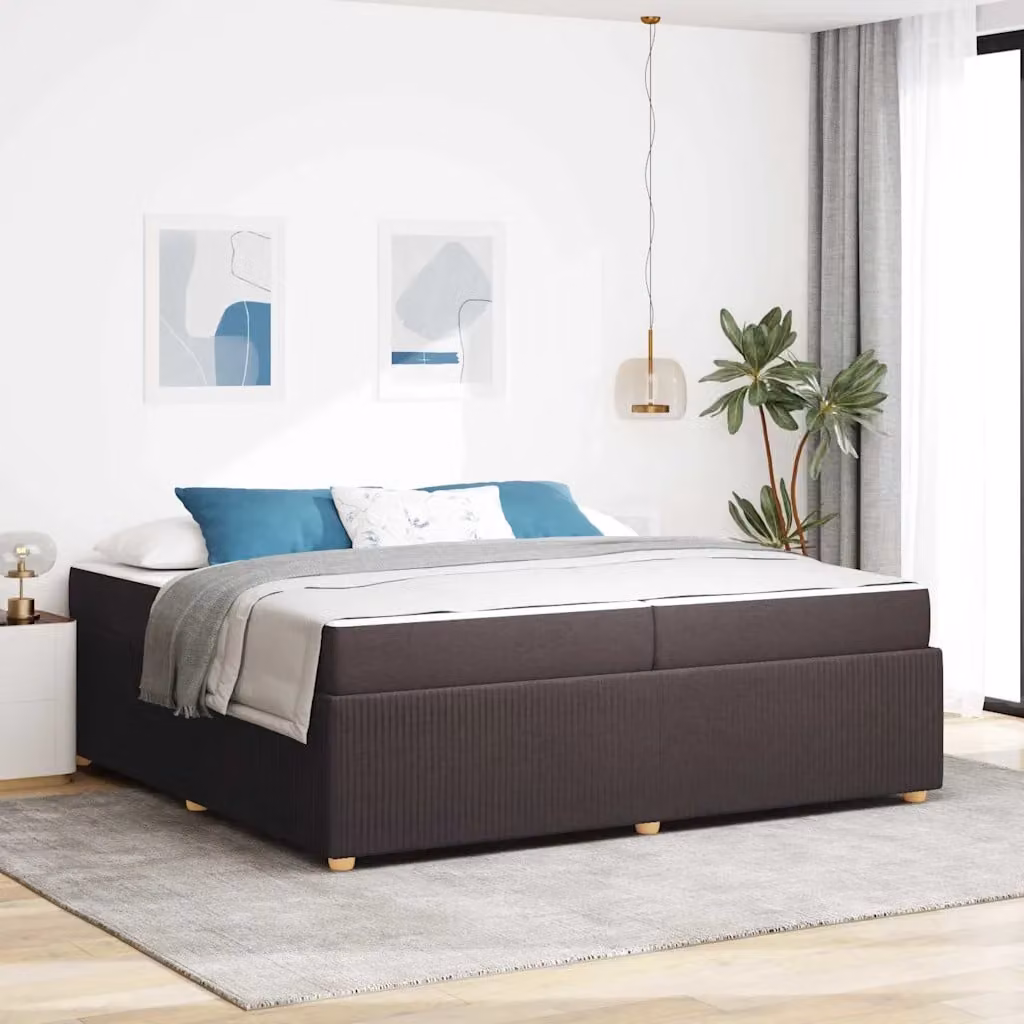 Struttura del letto imbottita vidaXL in tessuto marrone scuro, L/P: 200 x 200 cm