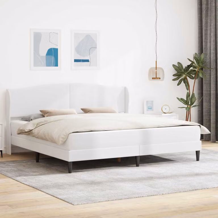 Struttura del letto con testiera vidaXL in similpelle bianco, L 180 x P 200 cm
