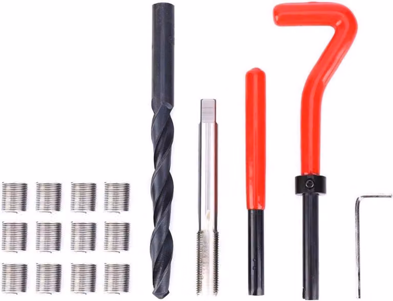 Set di utensili in acciaio per la riparazione di viti - 17 pezzi, M10x1, acciaio inossidabile