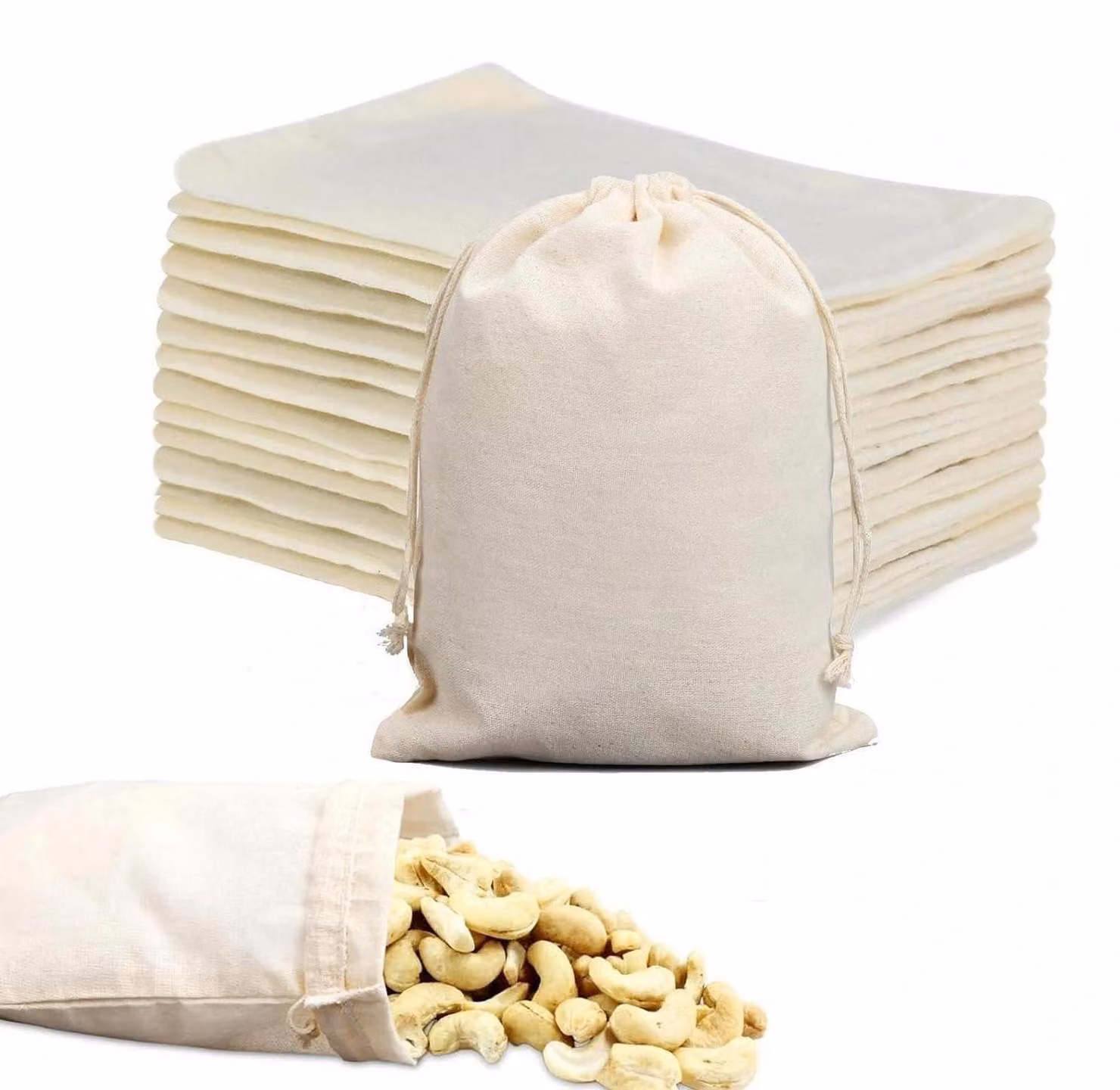 Sacchetti di cotone con coulisse, 15x20 cm, confezione da 24 pezzi, ideali per calendari dell'Avvento, confezioni regalo fai-da-te