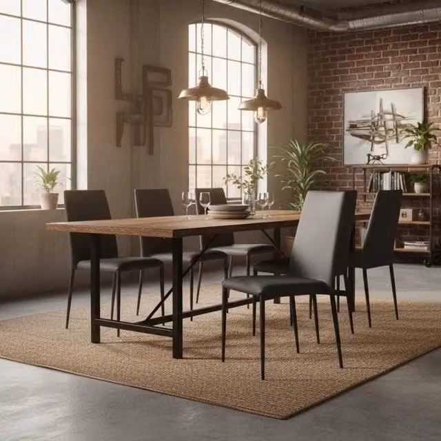 Set di 4 sedie da pranzo impilabili in similpelle grigio scuro Arianna con struttura in metallo facili da pulire | Duzzle
