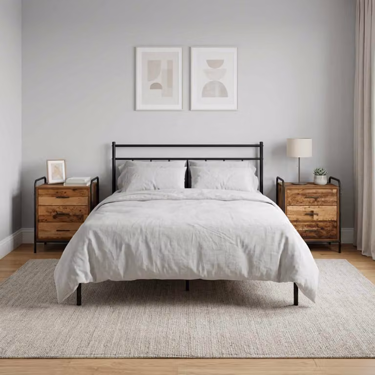 Set di 2 Armadi da Notte vidaXL in Legno Antico, L 48 cm x P 36,5 cm x H 60 cm