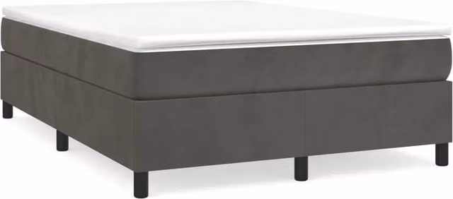 Letto matrimoniale moderno DESIGN IN in velluto grigio con struttura imbottita e rete a doghe in legno L: 140 cm, P: 200 cm – 1