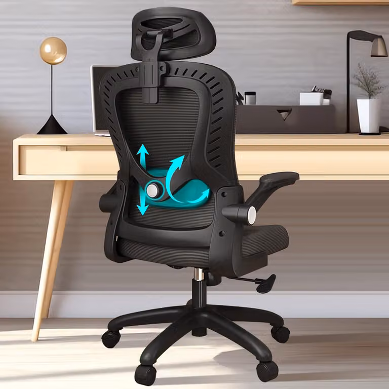 Sedia da ufficio ergonomica, dotata di supporto lombare, braccioli, poggiatesta regolabile, schienale alto, ideale per