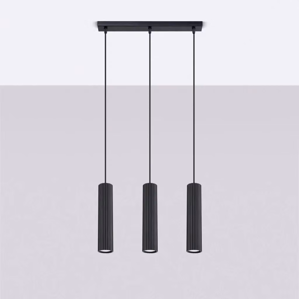 Lampada a sospensione moderna Pure Lume nera in metallo con 3 tubi GU10, altezza regolabile e dimmerabile – 2