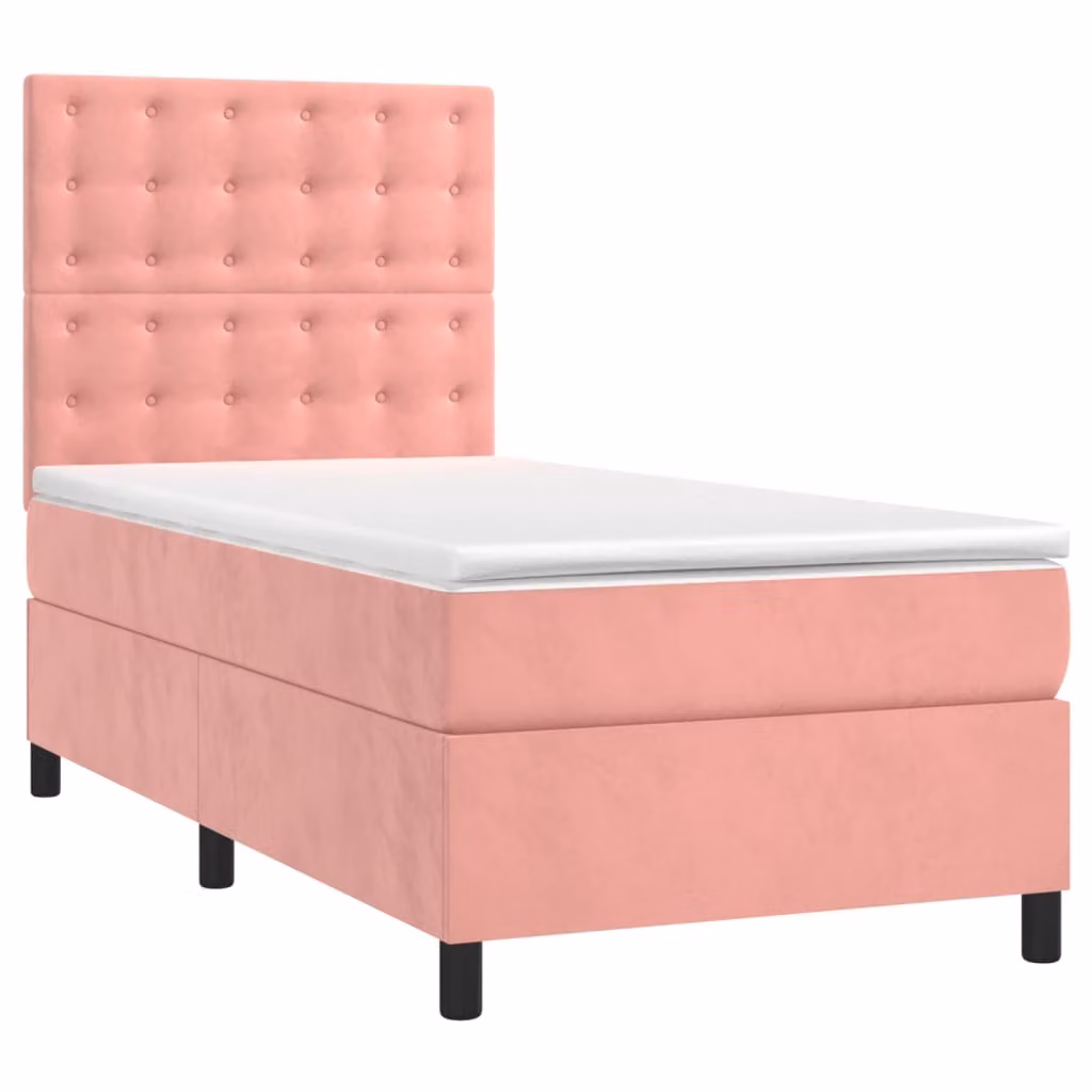 Giroletto a Molle con Materasso Rosa 80x200 cm in Velluto