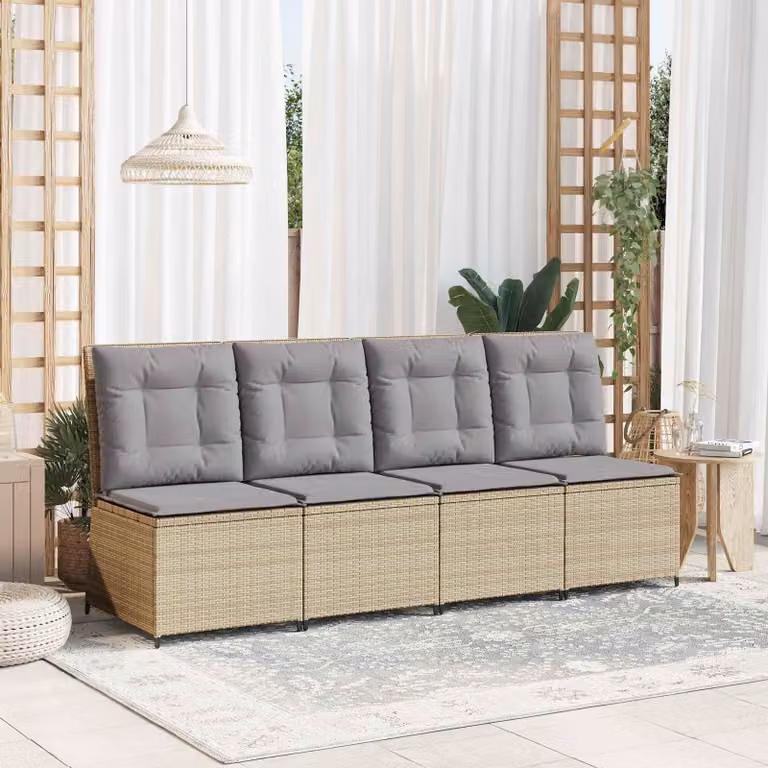 Maison Exclusive - Divano da giardino beige e grigio in rattan sintetico