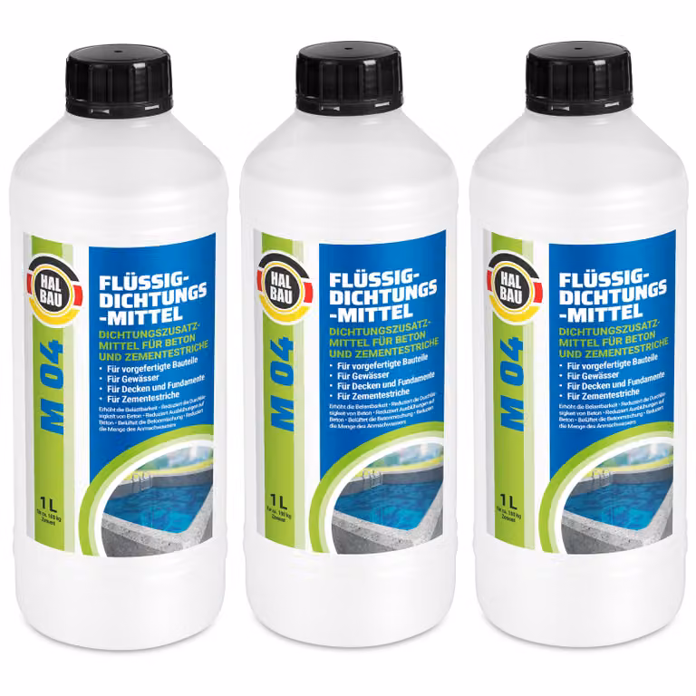 Plastificante Impermeabilizzante Sigillante liquido per calcestruzzo 3 L Massetto cementizio Additivo per malta HALBAU M04