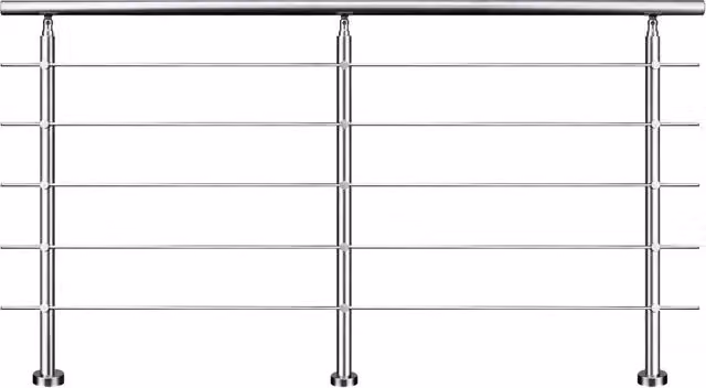 Ringhiera Balaustra con Corrimano Aica Italy in Acciaio Inox Spazzolato Argento per Interni ed Esterni, L: 220 cm, H: 106 cm