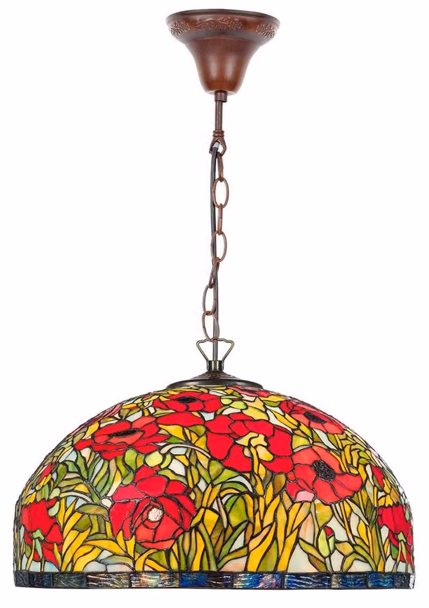 Lampada a sospensione Casa Padrino in stile barocco, collezione Tiffany, multicolore, diametro 50 cm, altezza 85 cm. Lampada Tiffany realizzata a mano con 1221 elementi