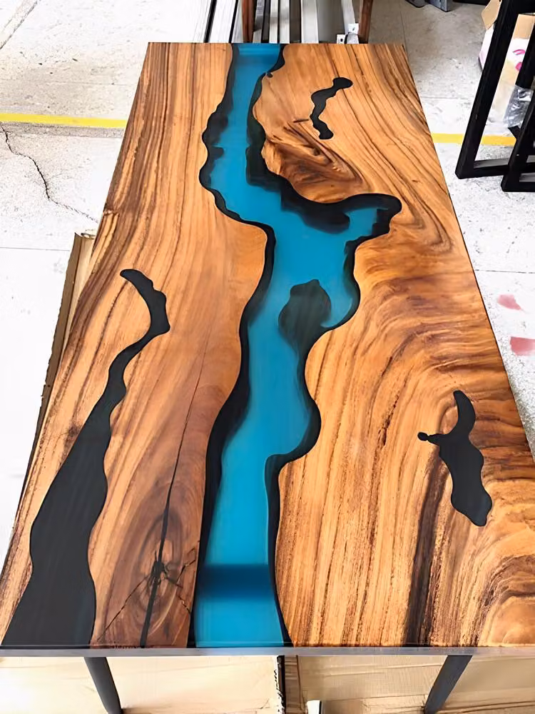 Moderne Tische Esstisch Design Tisch Harz Meer Fluss Möbel 220x90 Epoxid Ozean