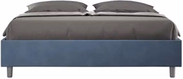 Letto matrimoniale contenitore doppia alzata imbottito 160x190 microfibra blu Azelia