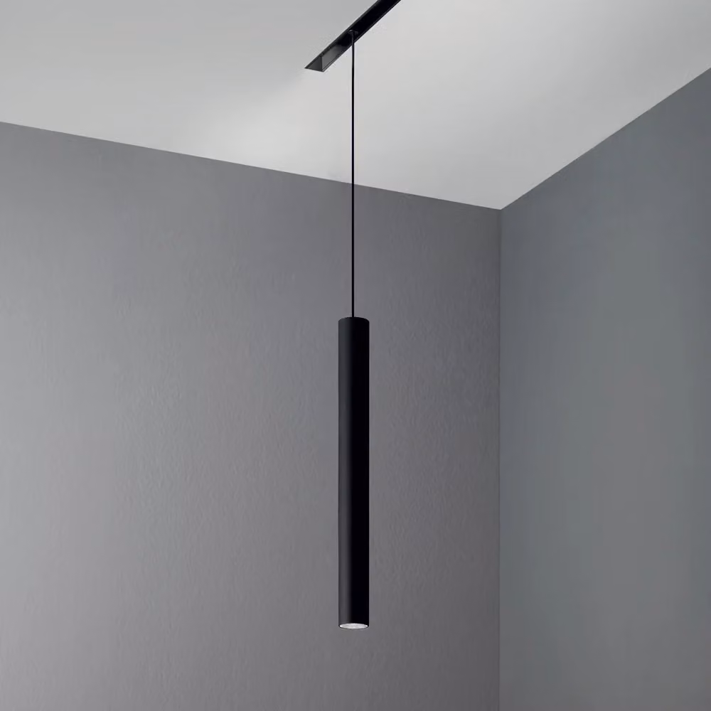 Lampada a sospensione tubolare Ego di IDEAL LUX in alluminio nero con LED da 12W e luce calda 3000K – 2