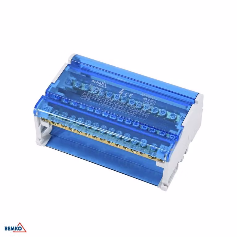 Blocco di distribuzione 60 morsetti 4x15 (11x5,3 mm 2x7,5 mm 2x9,1 mm) Bemko