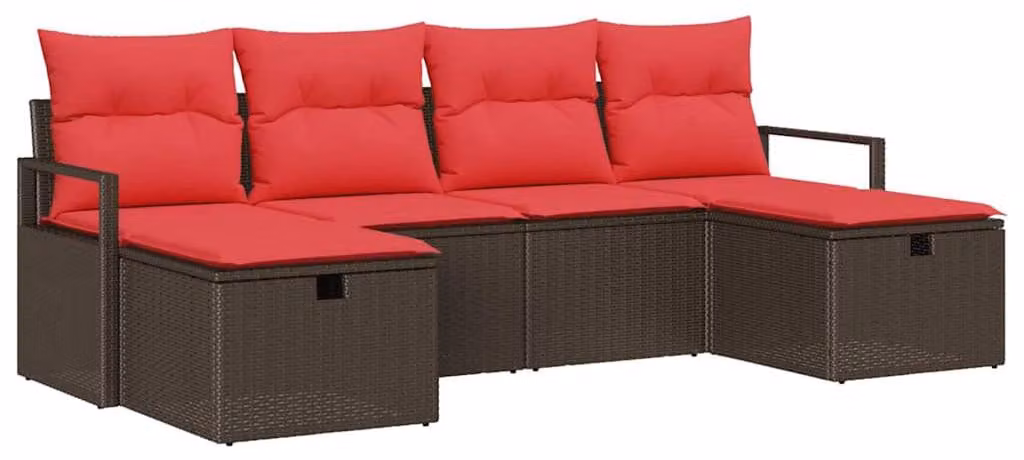 Set di divani da esterno, 5 pezzi, in rattan sintetico