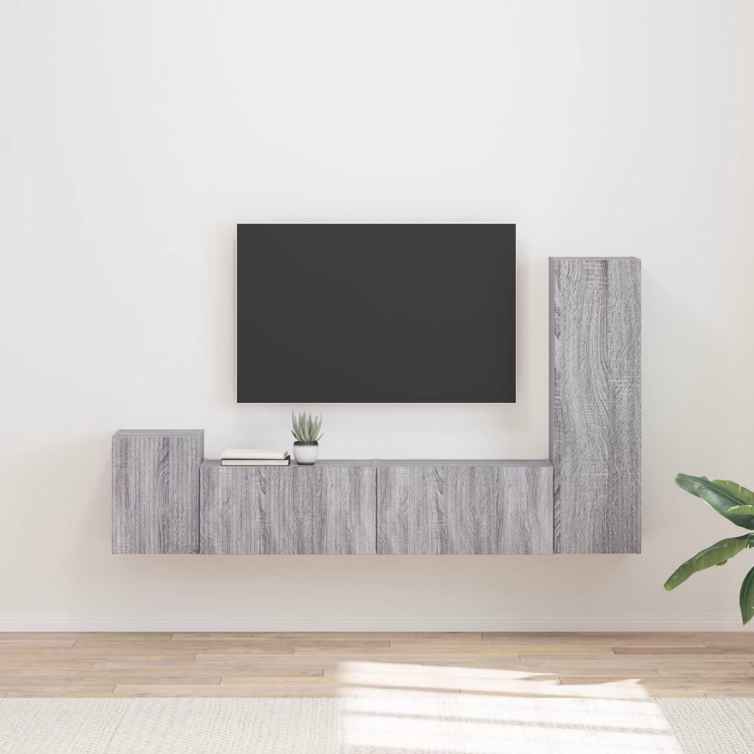 Set mobile TV moderno vidaXL in legno MDF grigio opaco