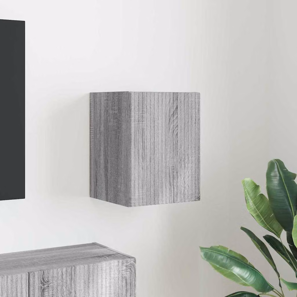 Mobile TV da parete vidaXL moderno in legno e MDF, Grigio, L 30 cm x P 31 cm x H 40 cm