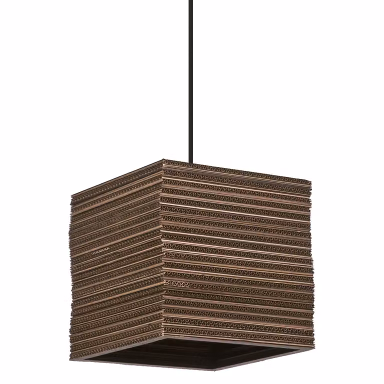 LEDVANCE Decor Cardboard Square lampada a sospensione marrone in cartone ondulato, leggera, E27, diametro 250 mm, paralume in materiale riciclato, sostenibile grazie alla sorgente luminosa sostituibile, facile installazione