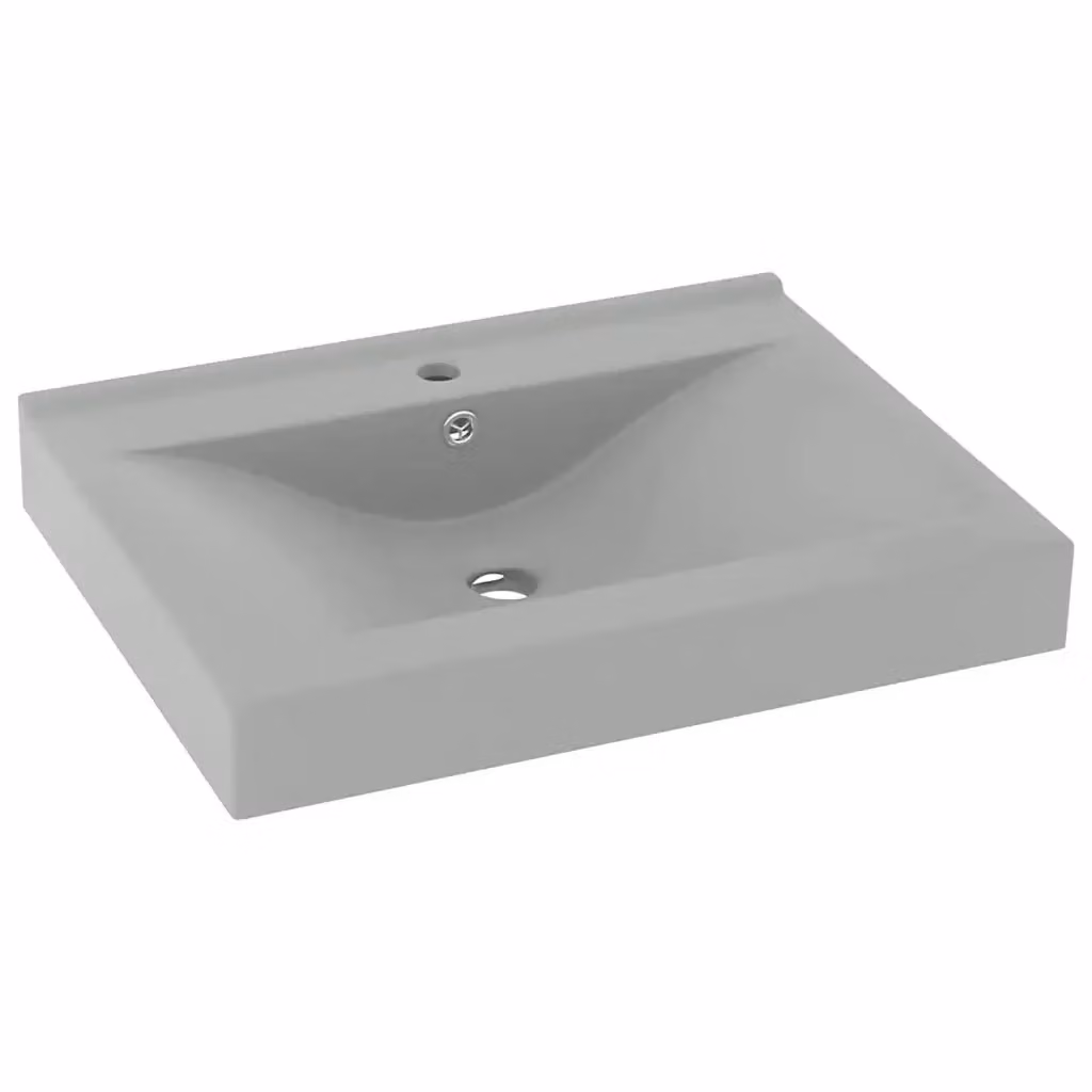 Lavabo rettangolare sospeso vidaXL in ceramica grigio, L: 60 cm, P: 46 cm, H: 16 cm – 2