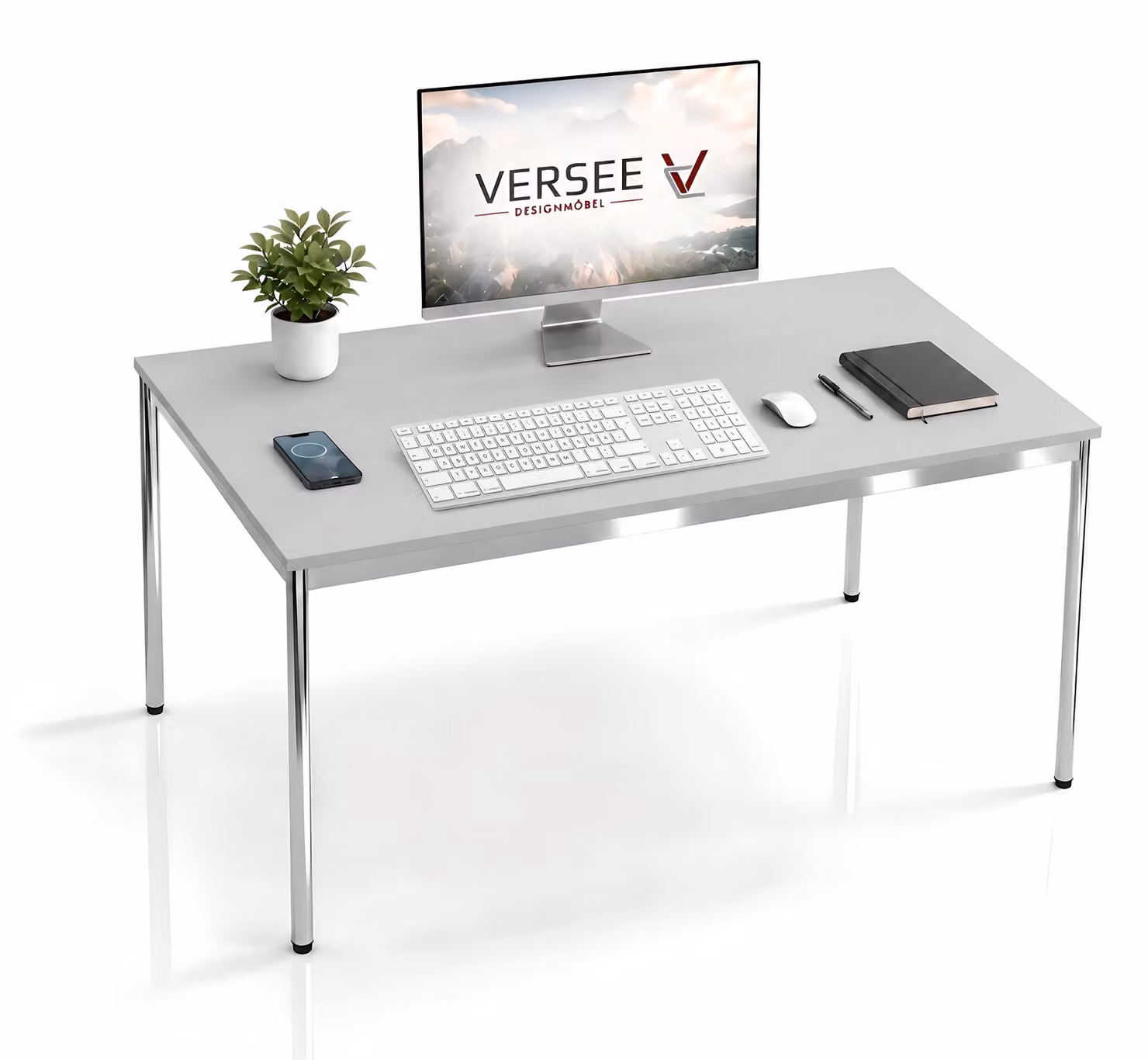 Scrivania / tavolo da conferenza VERSEE VST1 120x60 cm grigio chiaro - regolabile in altezza, stabile