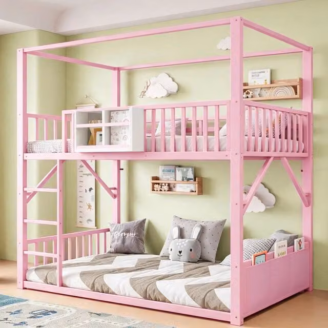 letto a castello metallo rosa 96 x 204 cm