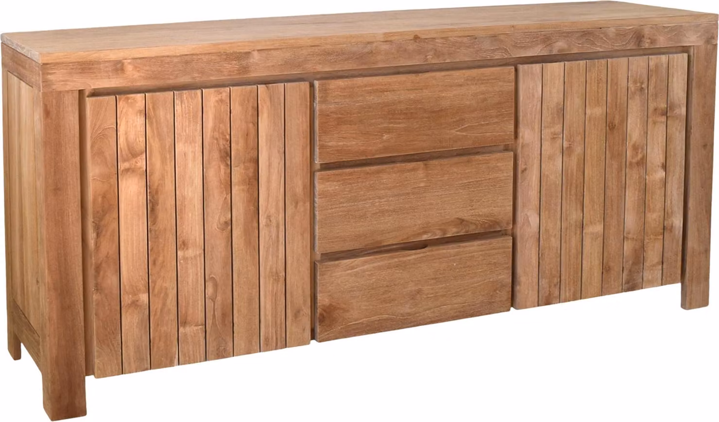 Mobile contenitore laterale in teak, modello Skane, dimensioni 180x80 cm, realizzato in legno massello e resistente alle intemperie