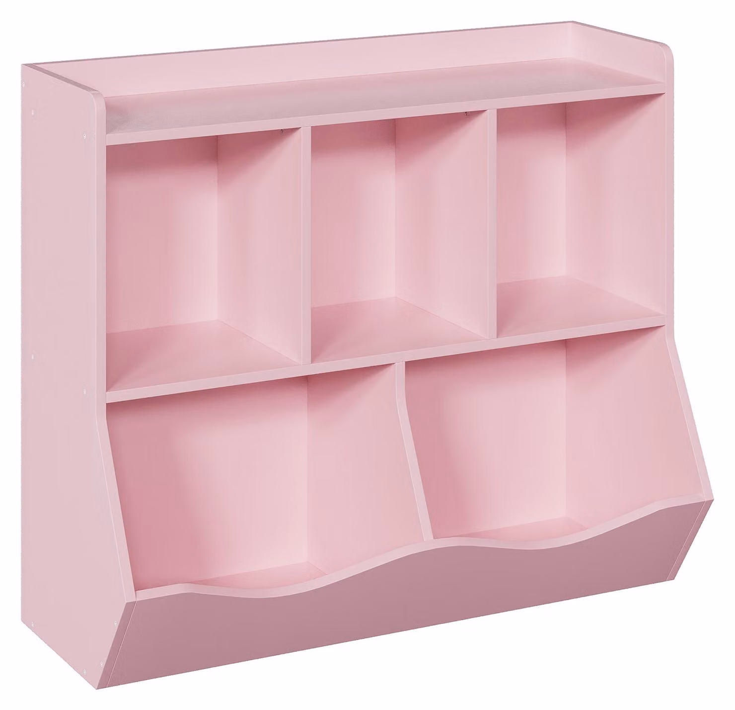 Scaffale per bambini a 2 livelli con 5 scomparti – Organizzatore per giocattoli e libri per la cameretta dei più piccoli (rosa)
