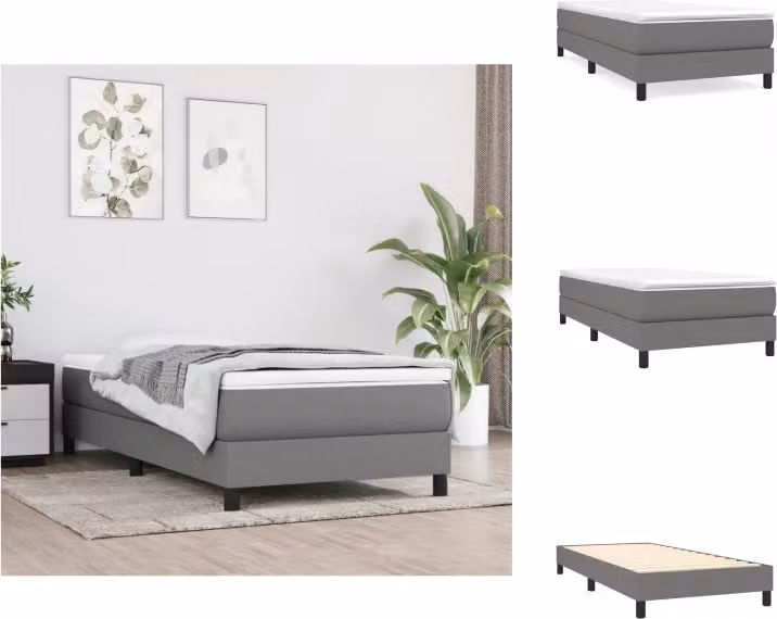 vidaXL Letto a molle con materasso grigio scuro 90x190 cm in tessuto - Letti & strutture letto