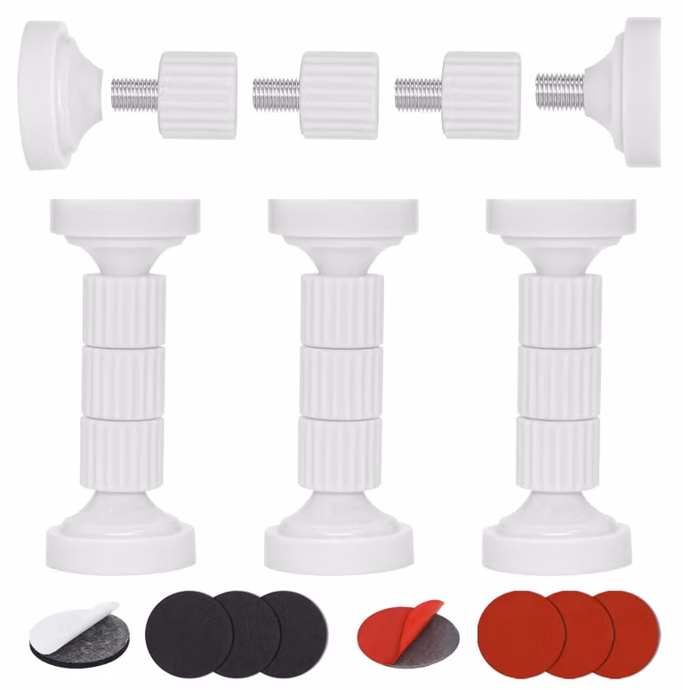 Set di 4 distanziatori regolabili, da 43 a 112 mm, colore bianco, stabilizzatore anti-oscillazione