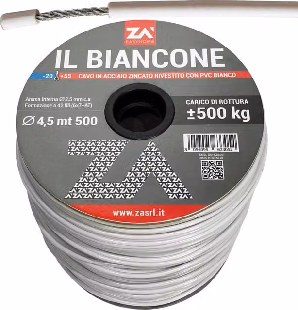 Filo per stendibiancheria Biancone Acc ZA EASYHOME bianco con diametro 4,5 mm 500 ml