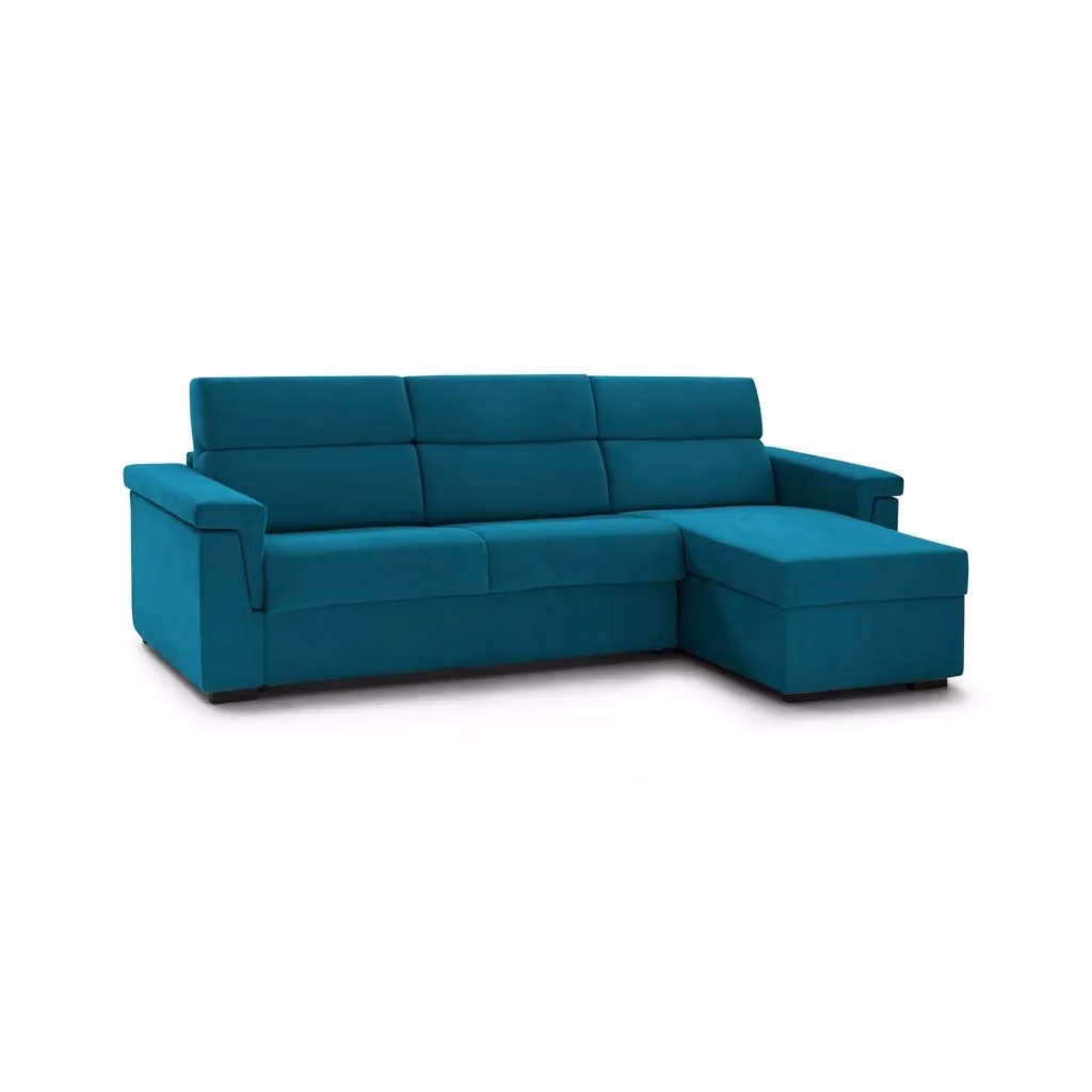 Divano Letto Esca DMORA con Penisola Sfoderabile, Made in Italy, Azzurro, L/P/H: 285 x 160 x 200 cm – 2