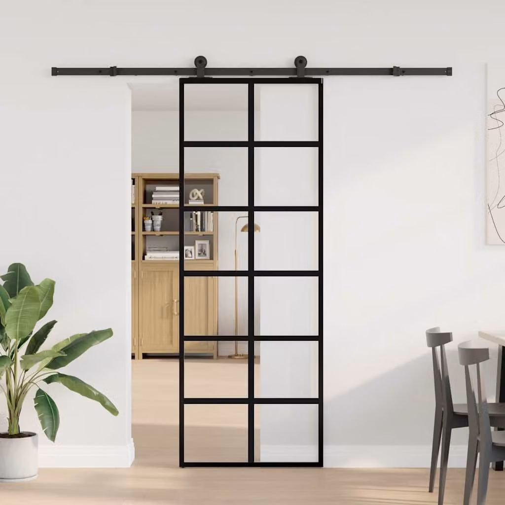 vidaXL Porta Scorrevole con Ferramenta 76x205cm Vetro ESG Alluminio