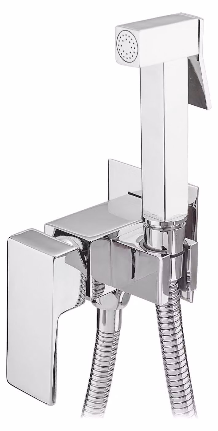 Miscelatore monocomando per WC e bidet, cromato, con doccetta e tubo flessibile da 1,2 metri