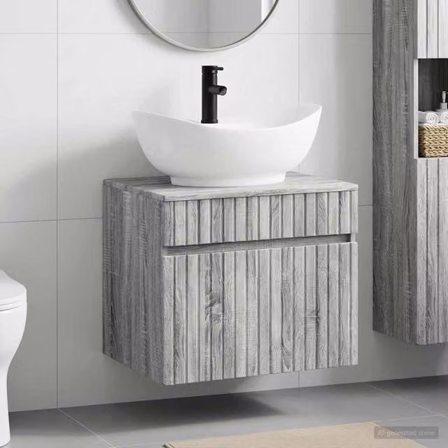 Set di mobili per il bagno Sonoma grigio Legno ingegnerizzato 3404316