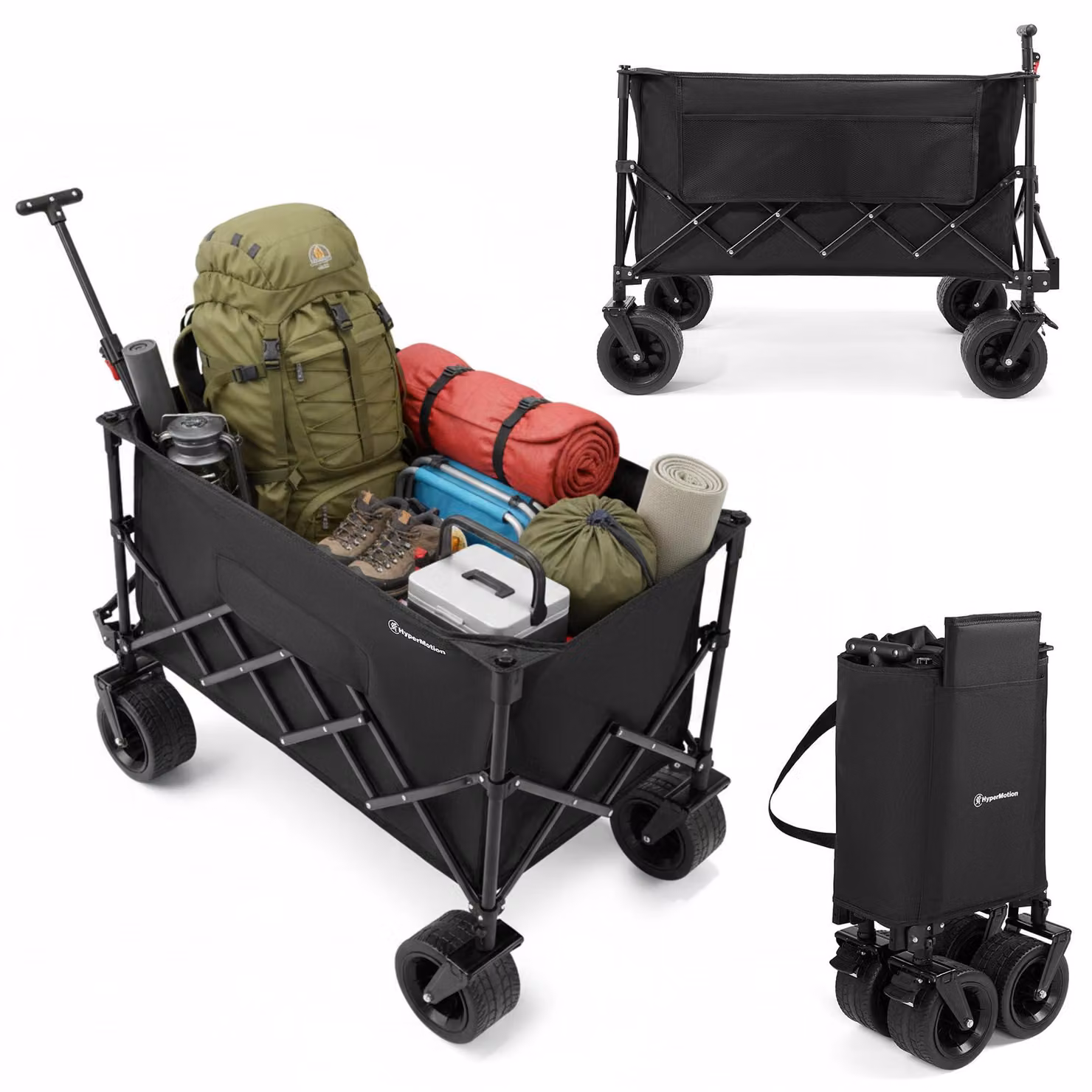 Carrello trasportabile per passeggiate, pieghevole, di grandi dimensioni (XL), capacità di 200 litri, elevata capacità di carico (80 kg), ruote adatte a tutti i terreni